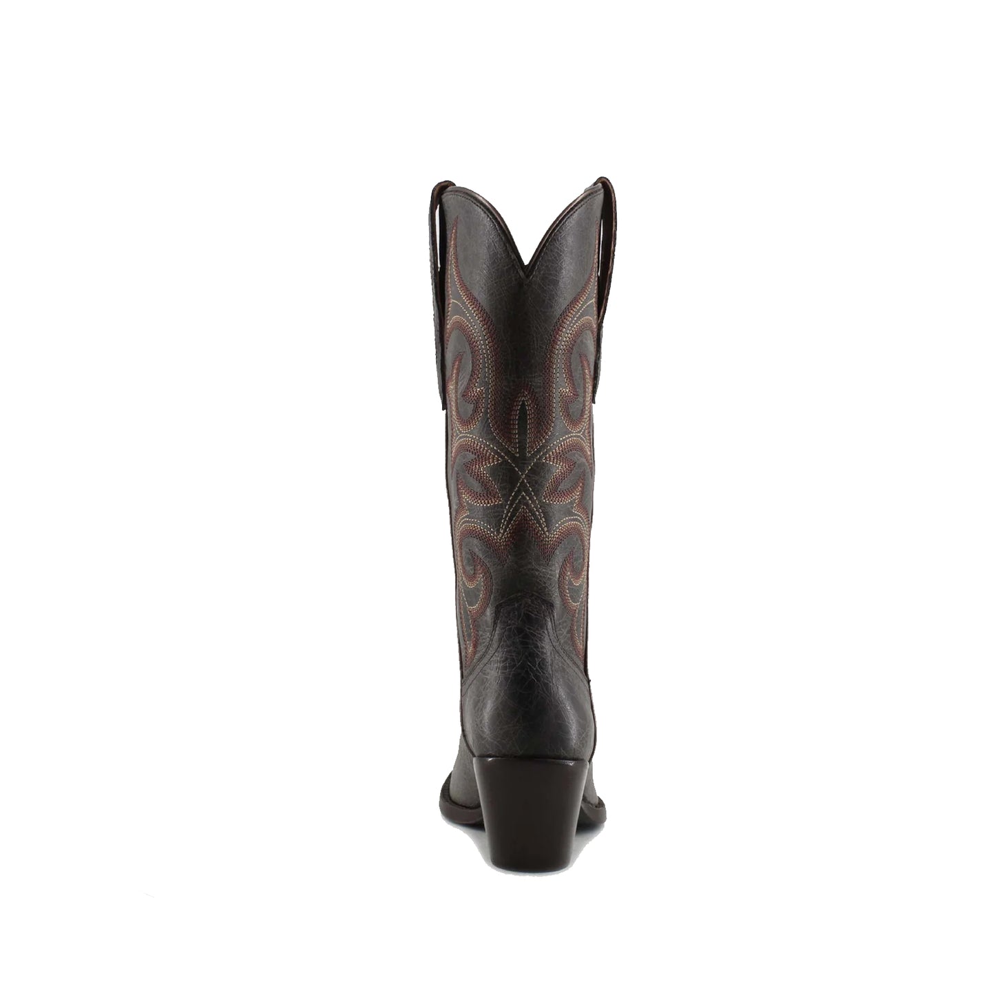 Distressed Burgundy Snip-Toe Mid Calf Embroidery Cowgirl Boots