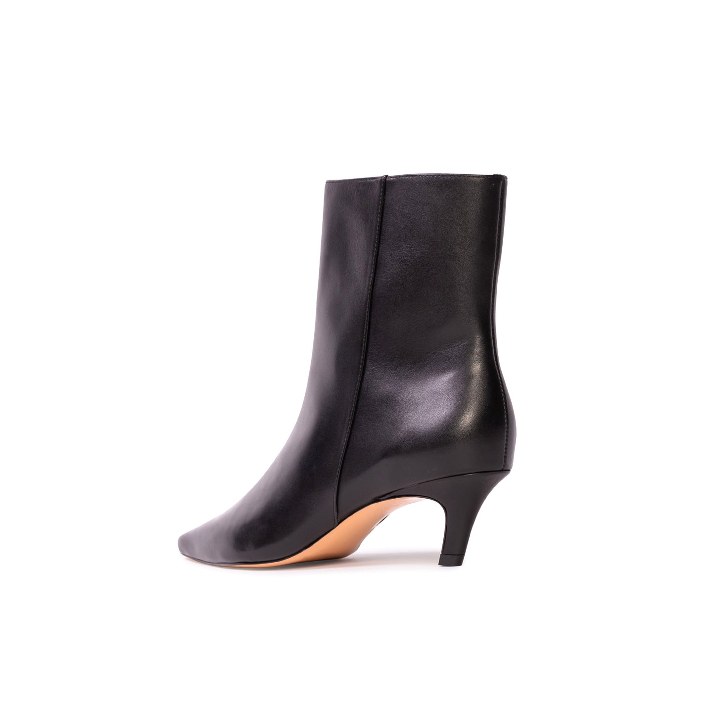 Black Pointed-Toe Simple Short Ankle Heel Boots