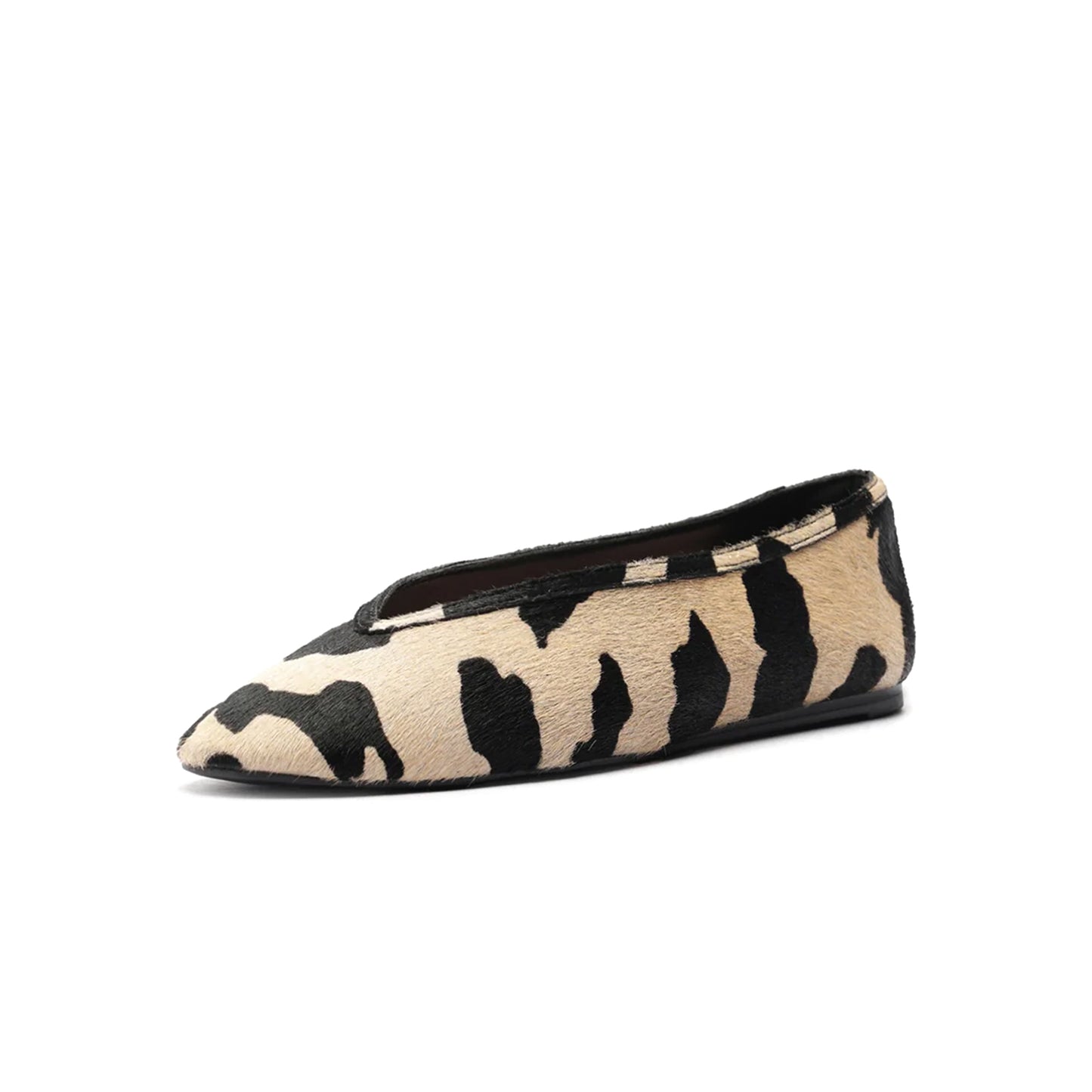 Cow Print Pony Hair Square-Toe Simple Ballet Flats