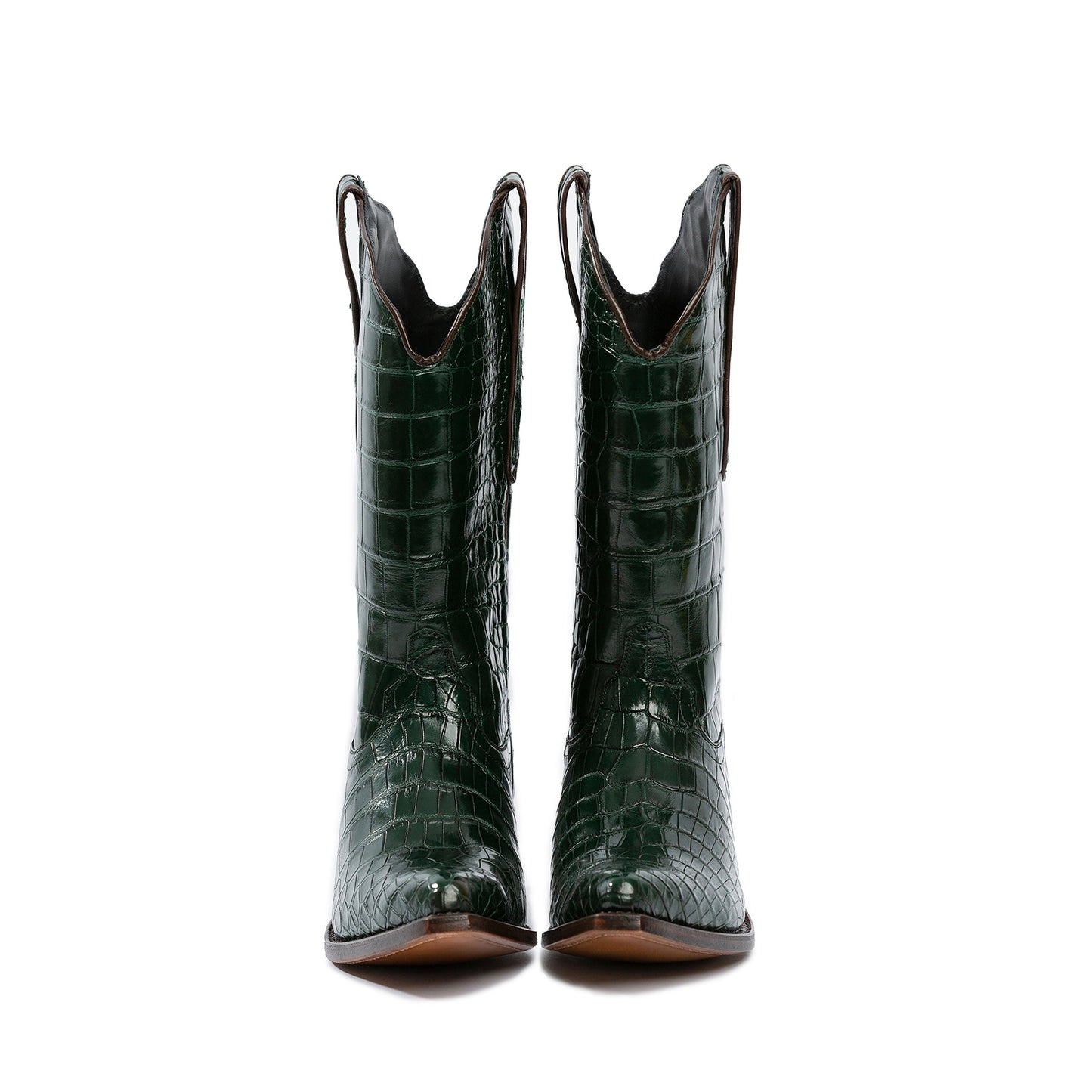 Black Crocodile Print Snip-Toe Simple Mid Calf Cowgirl Boots