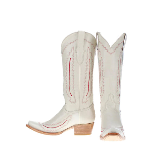 Beige Snip-Toe Stitch And Embroidery Wide Calf Knee High Cowgirl Boots