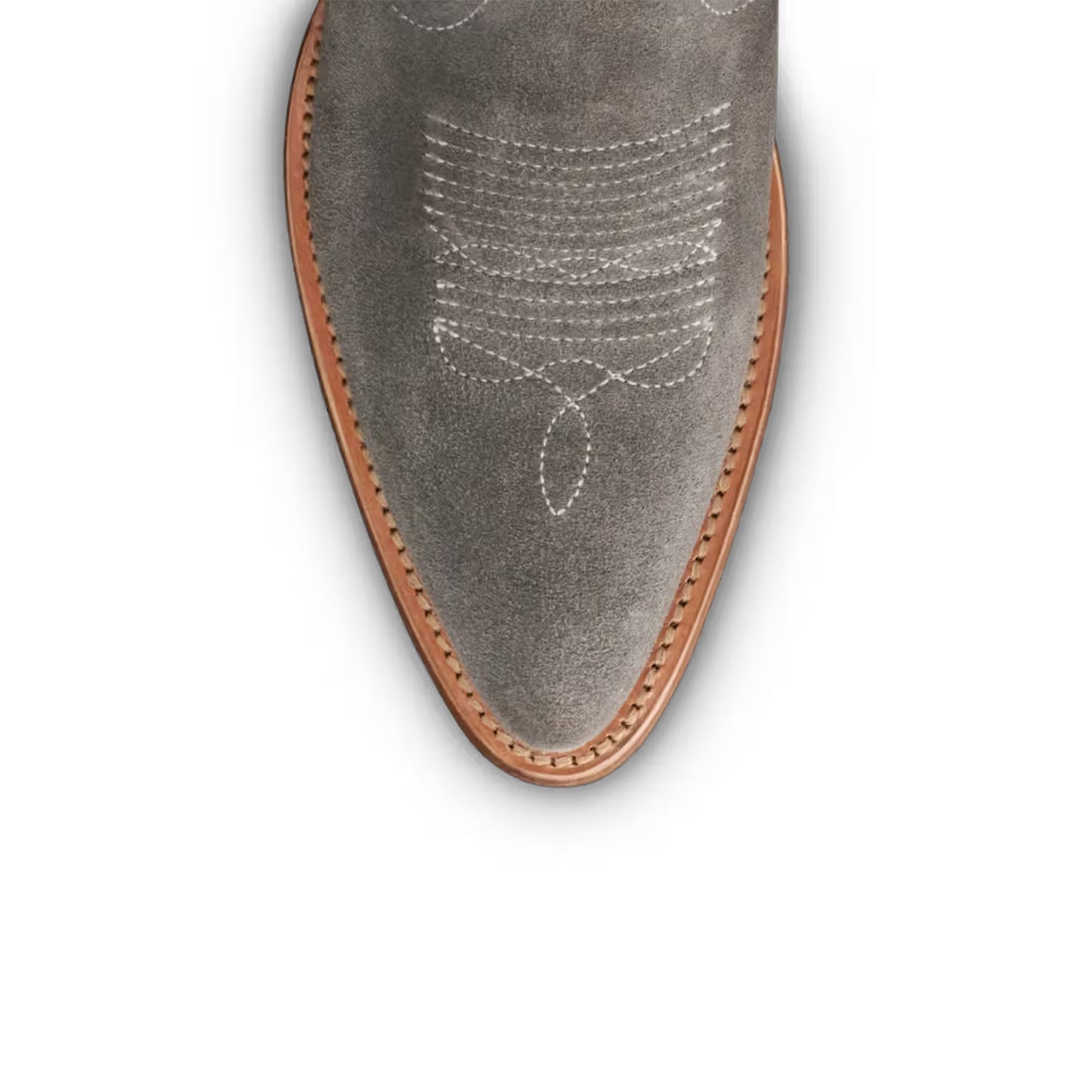 Charcoal Faux Suede Almond-Toe Embroidery Wide Calf Knee High Cowgirl Boots