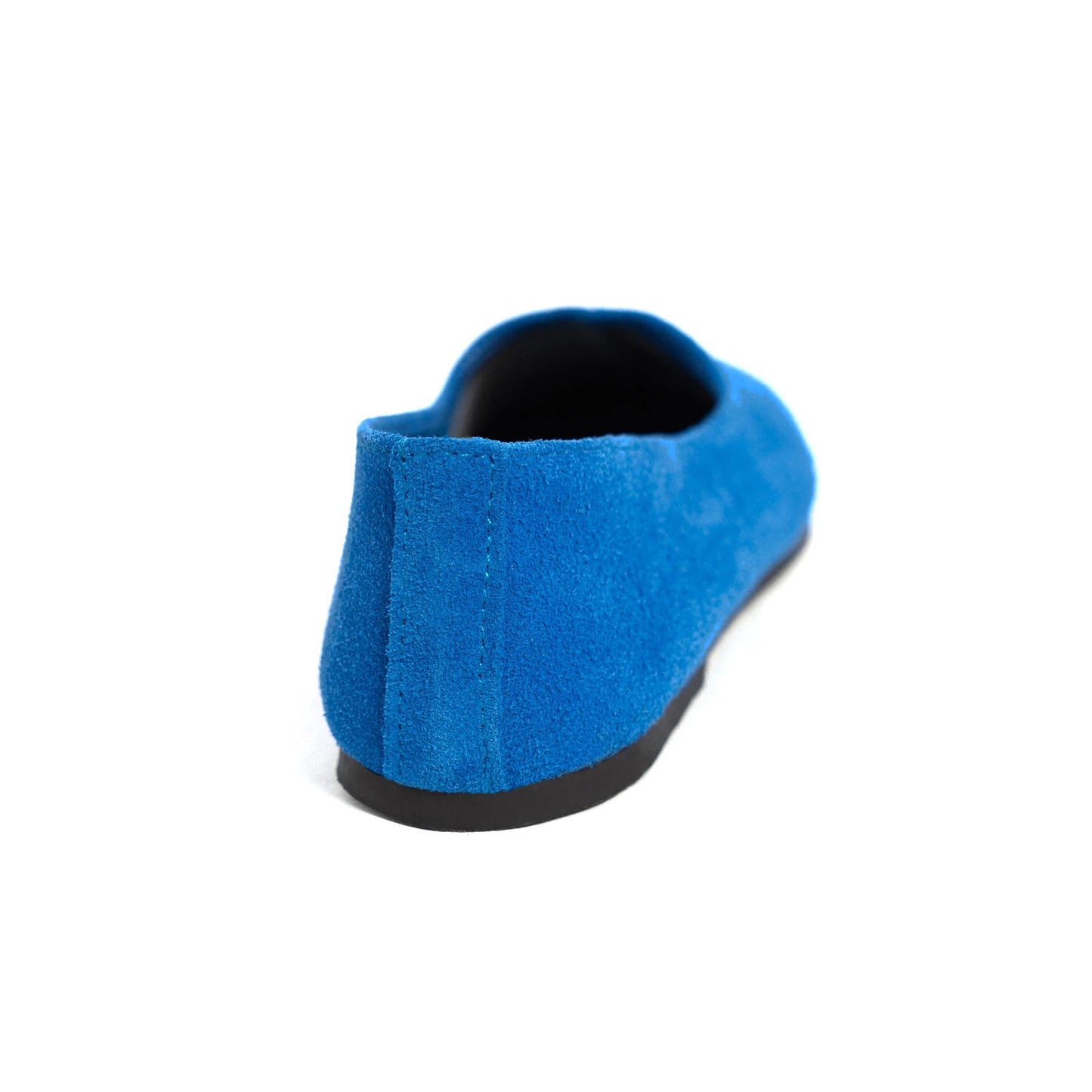 Blue Cow Suede Round-Toe Slip-On Classic Ballet Flats