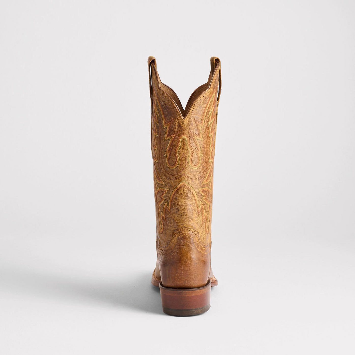 Tan Square-Toe Delicate Embroidery Classic Mid Calf Cowgirl Boots