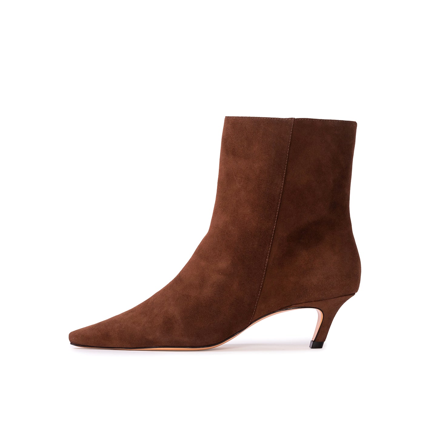 Brown Faux Suede Pointed-Toe Simple Short Ankle Heel Boots