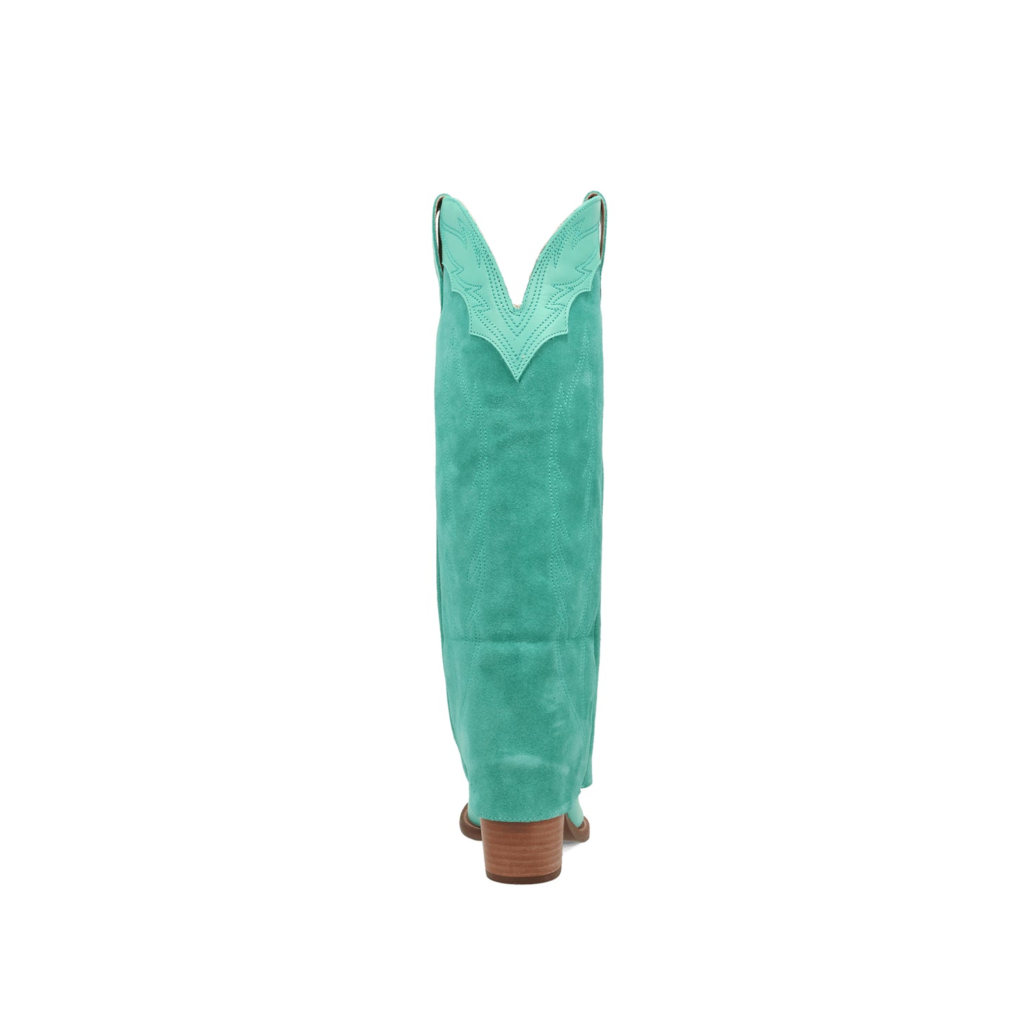 Green Snip-Toe Faux Suede Fold-Over Embroidery Wide Calf Knee High Cowgirl Boots