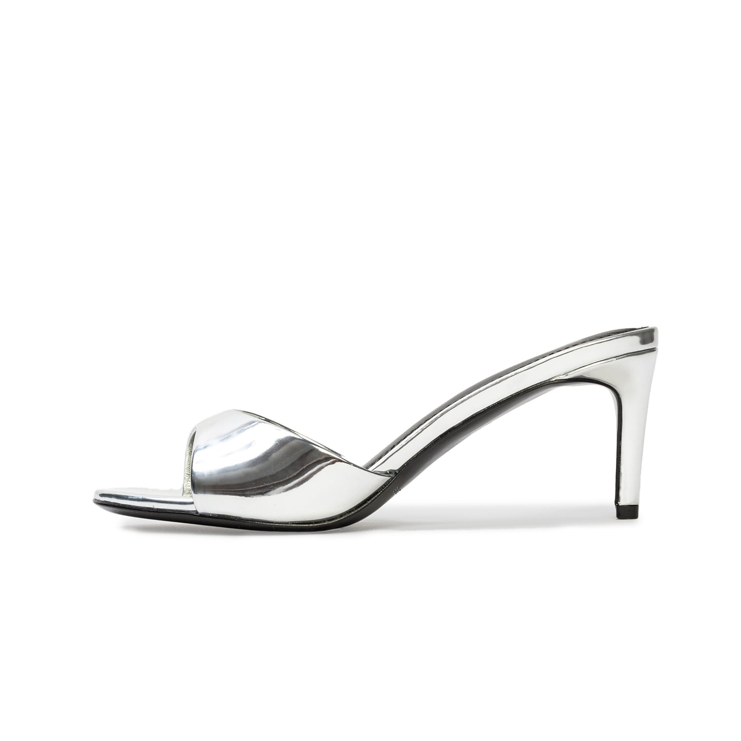 Metallic Sliver Round-Toe Simple Sleek Backless High Heels
