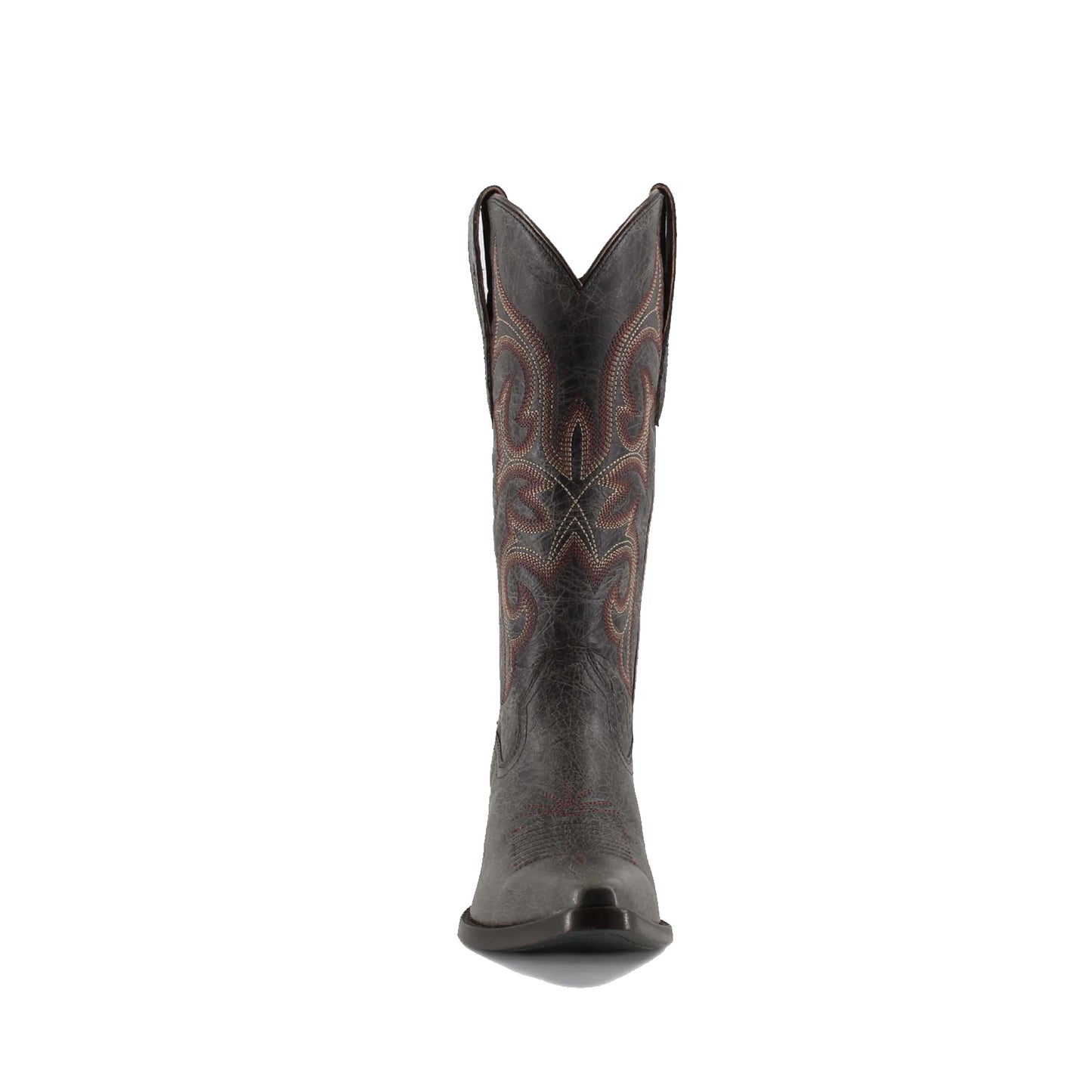 Distressed Burgundy Snip-Toe Mid Calf Embroidery Cowgirl Boots