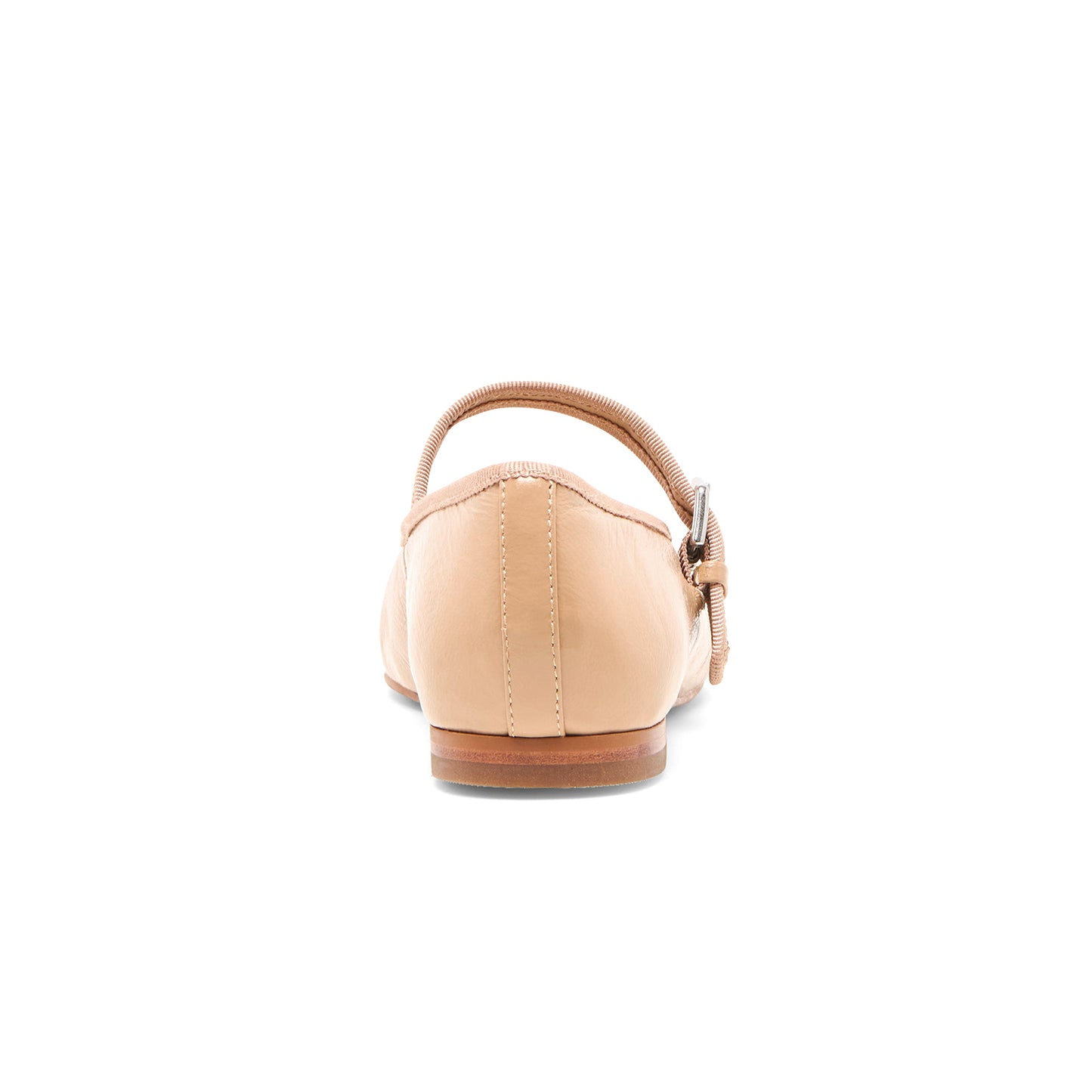 Light Tan Vegan Leather Round-Toe Bridge Strap Ballet Flats