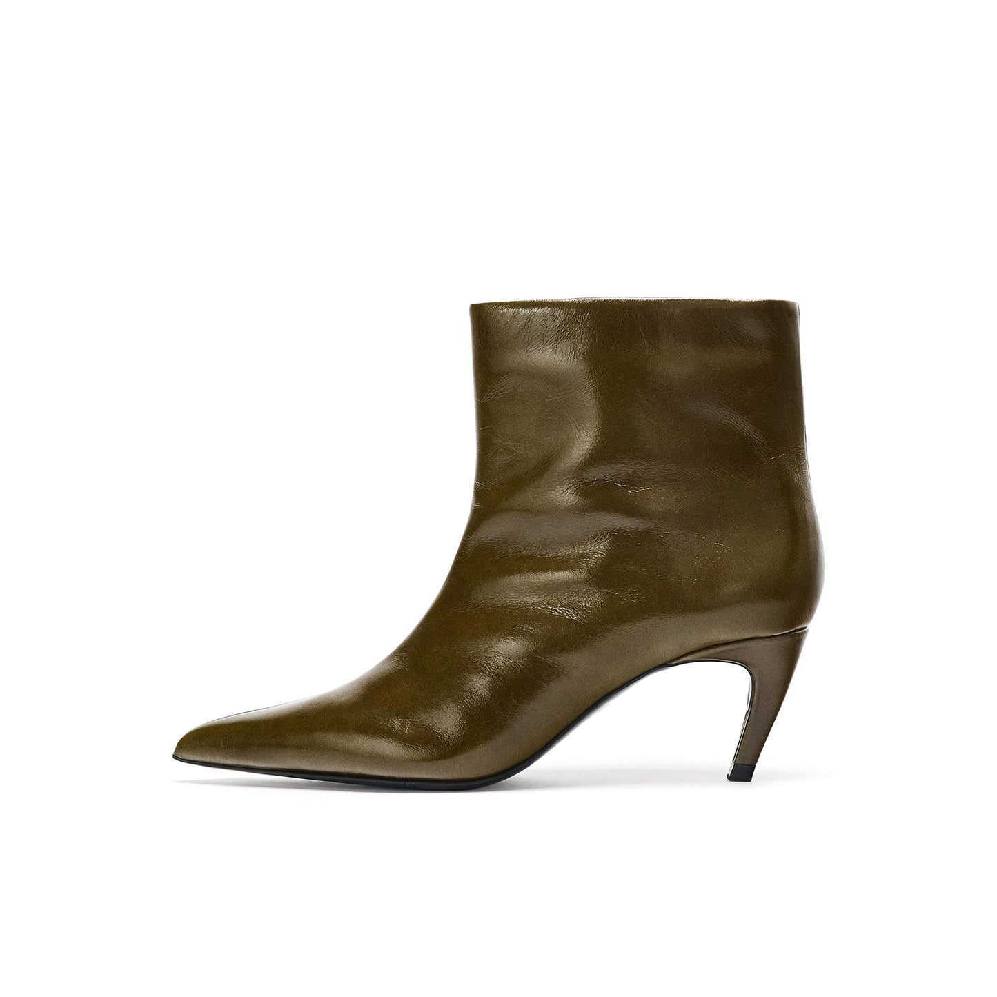 Green Pointed-Toe Simple Ankle Stiletto Boots