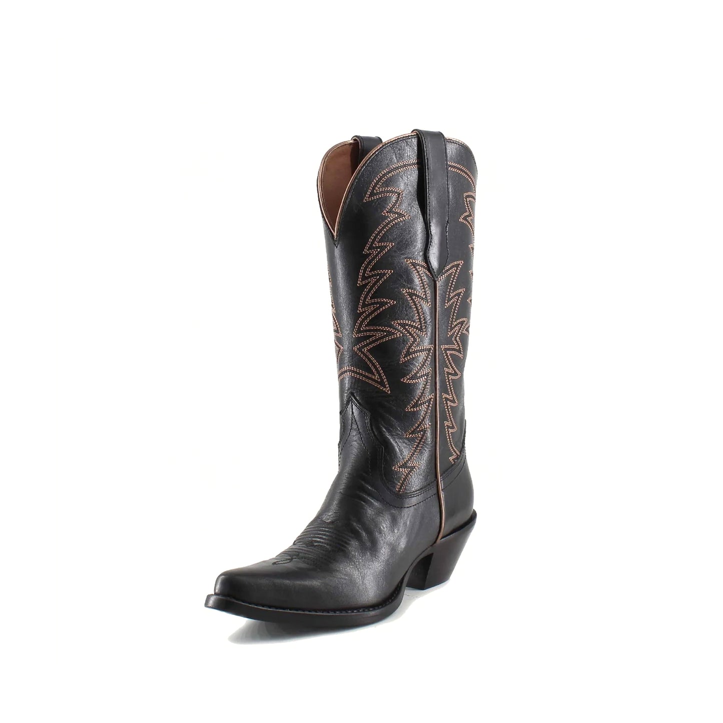 Black Snip-Toe Embroidery Western Mid Calf Cowgirl Boots