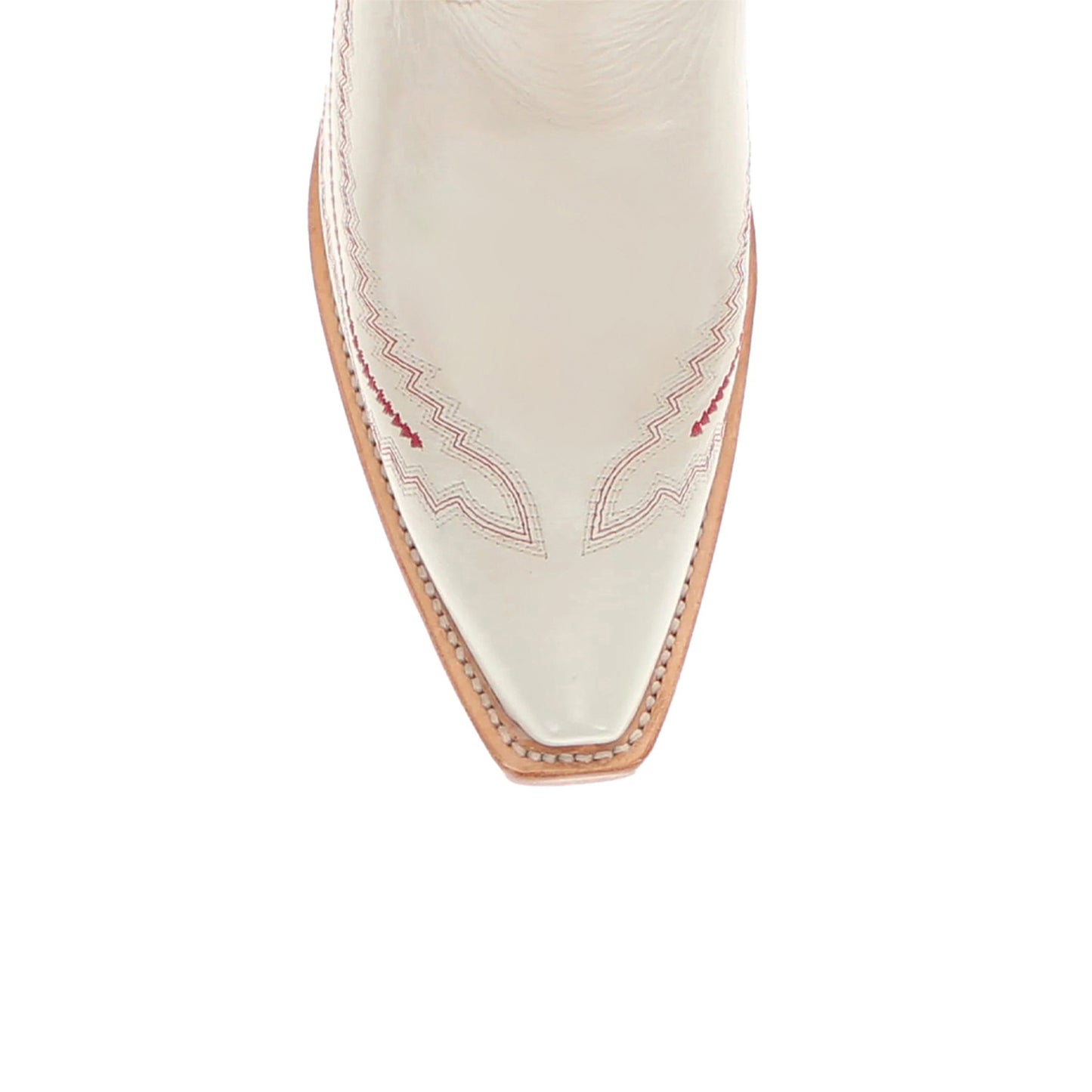 Beige Snip-Toe Stitch And Embroidery Wide Calf Knee High Cowgirl Boots
