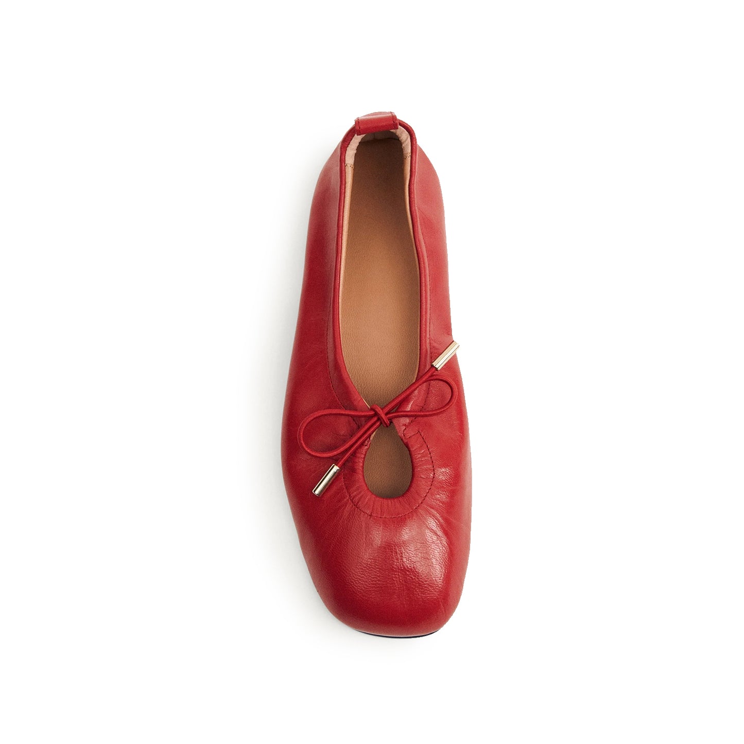 Red Square-Toe Stretchy Ballet Flats
