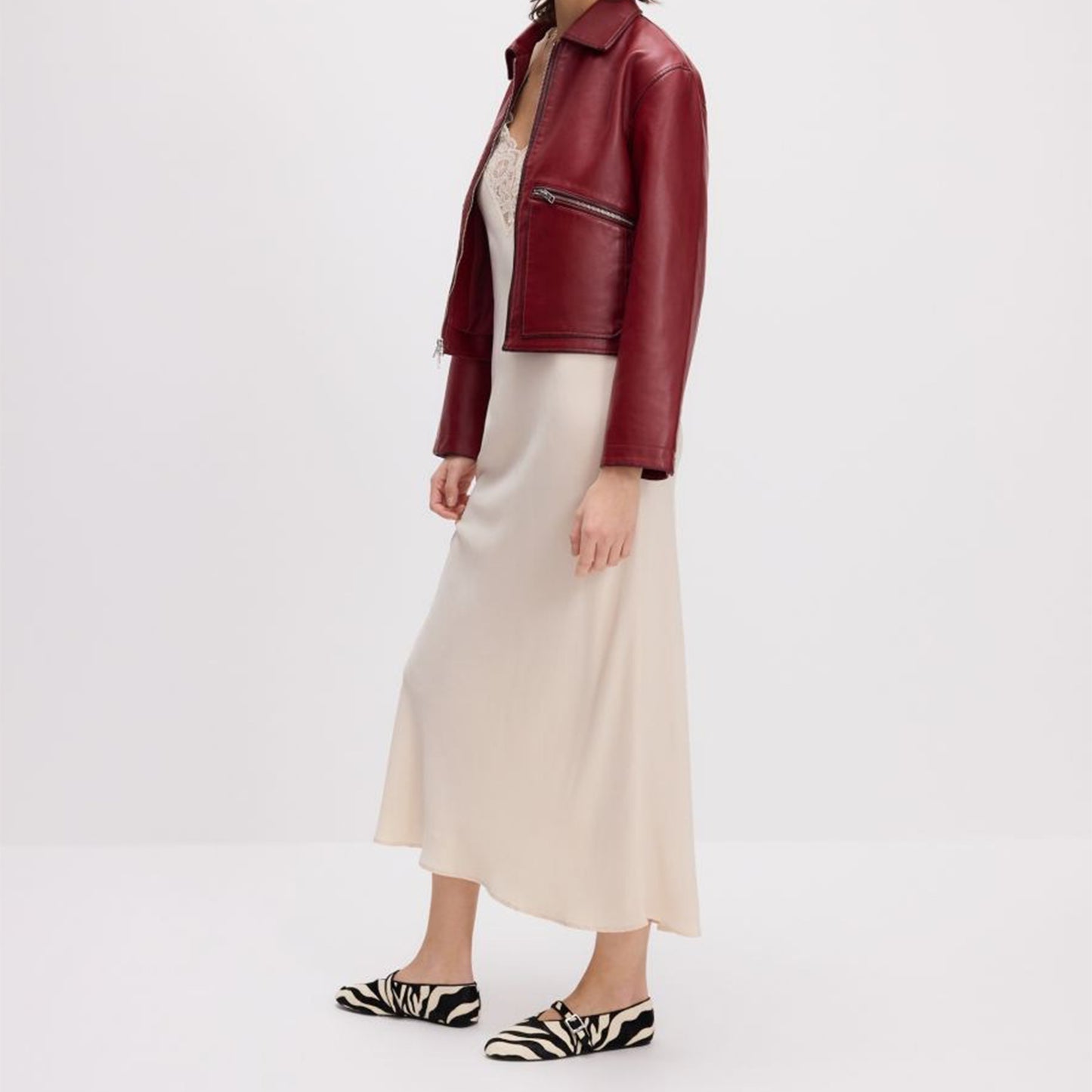 Zebra Print Pony Hair Round-Toe Bridge Strap Ballet Flats