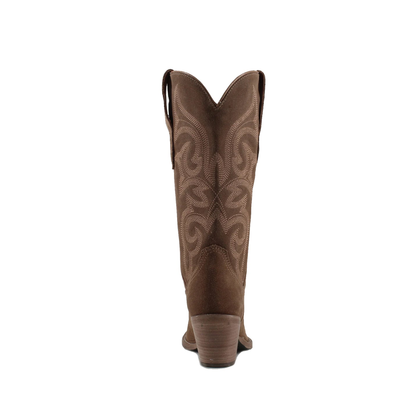 Camel Faux Suede Snip-Toe Mid Calf Embroidery Cowgirl Boots