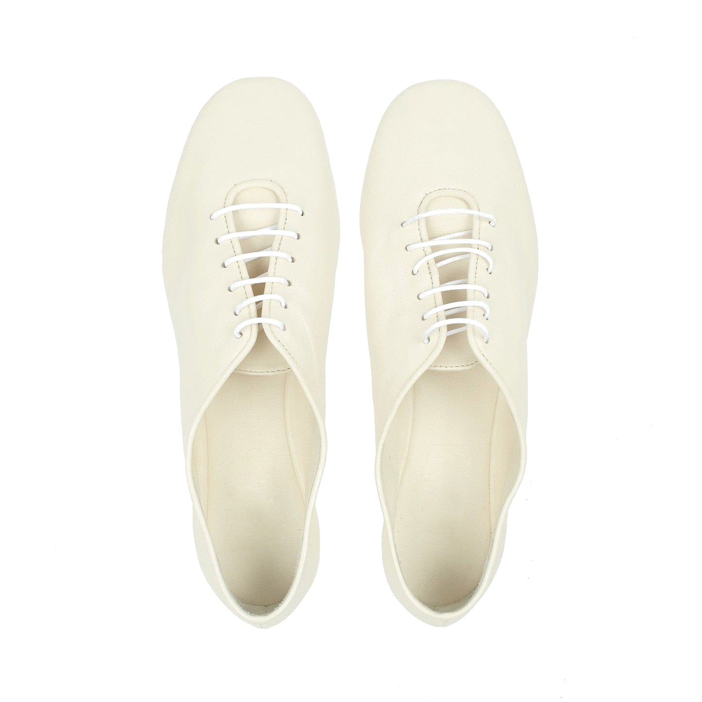 Cream Square-Toe Lace-Up Slip-On Slippers Flats
