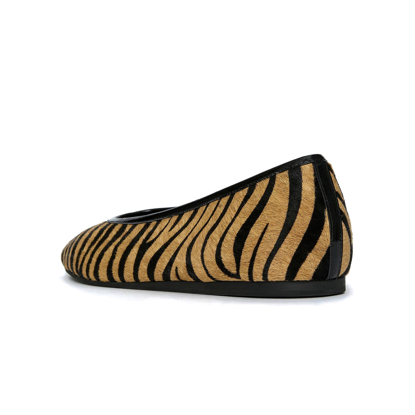 Zebra Print Pony Hair Vegan Leather Square-Toe Classic Ballet Flats