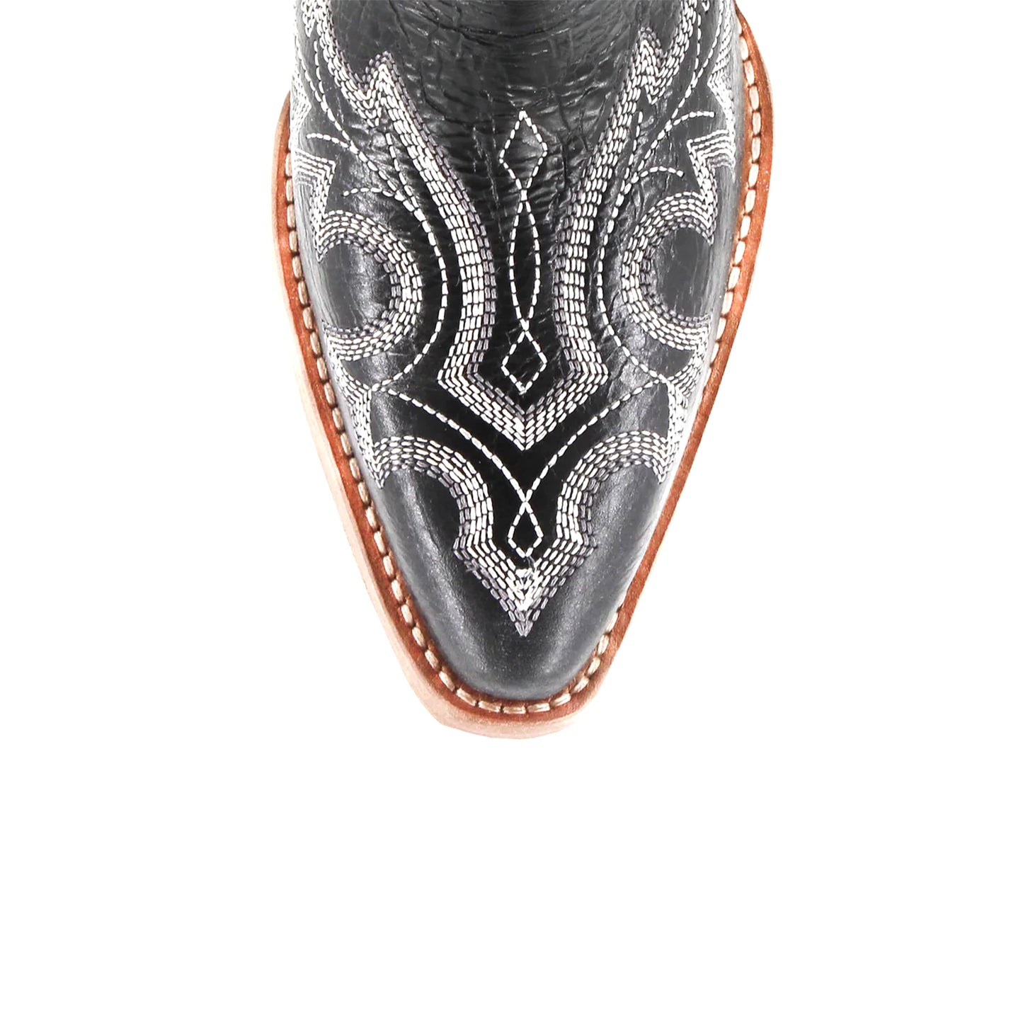 Black Snip-Toe Chic Embroidery Wide Calf Knee High Cowgirl Boots