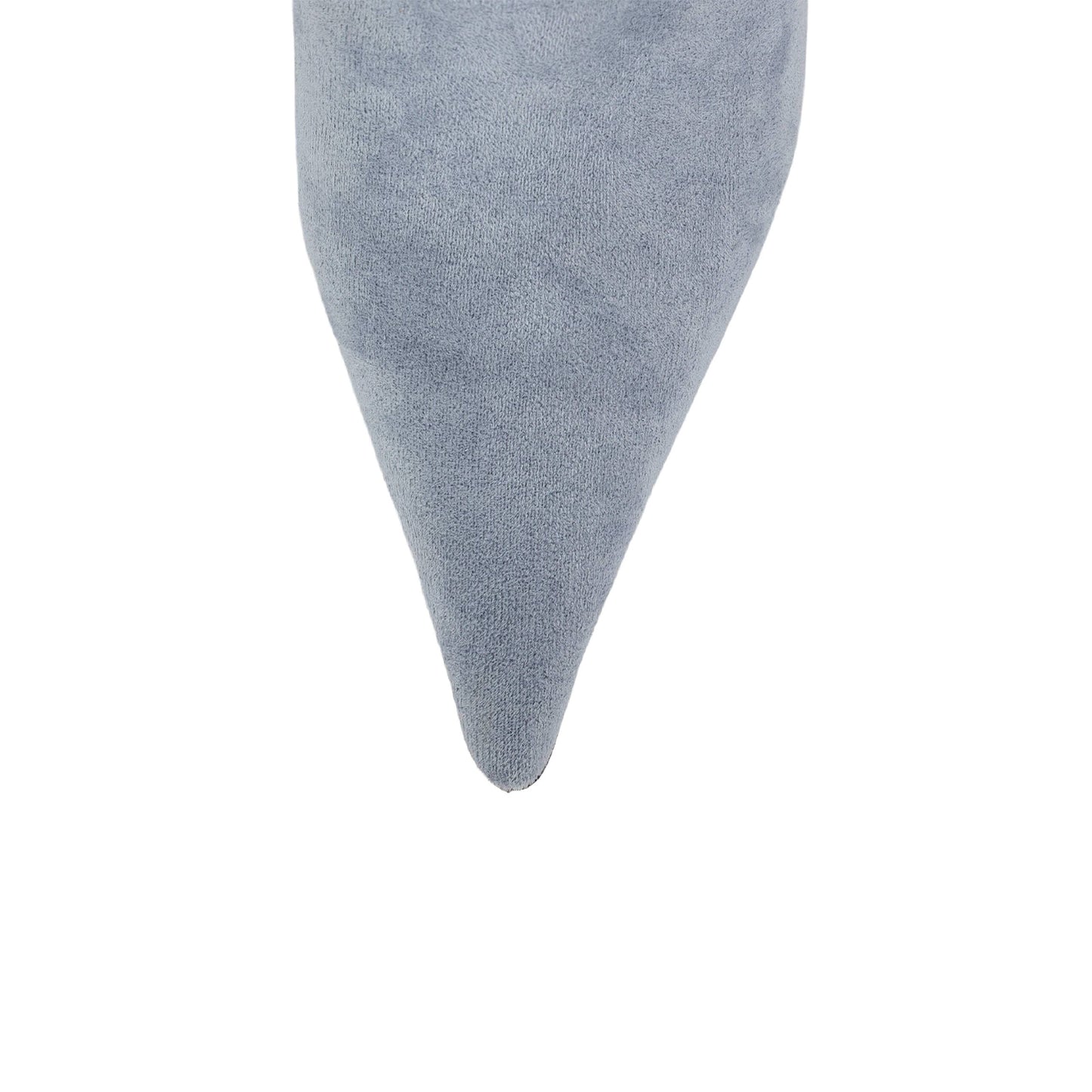 Blue Faux Suede Pointed-Toe Plush Fold-Over Knee High Stiletto Boots