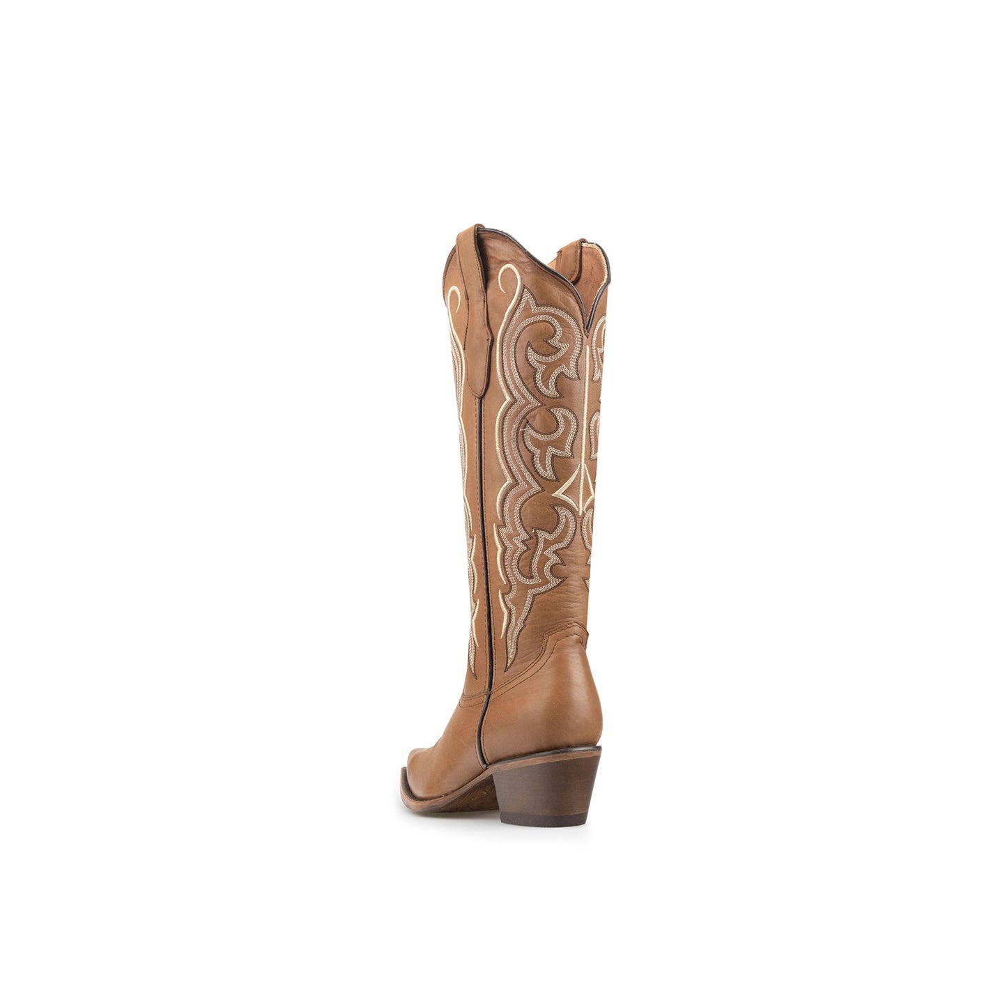 Tobacco Snip-Toe Embroidery Half-Zip Knee High Cowgirl Boots