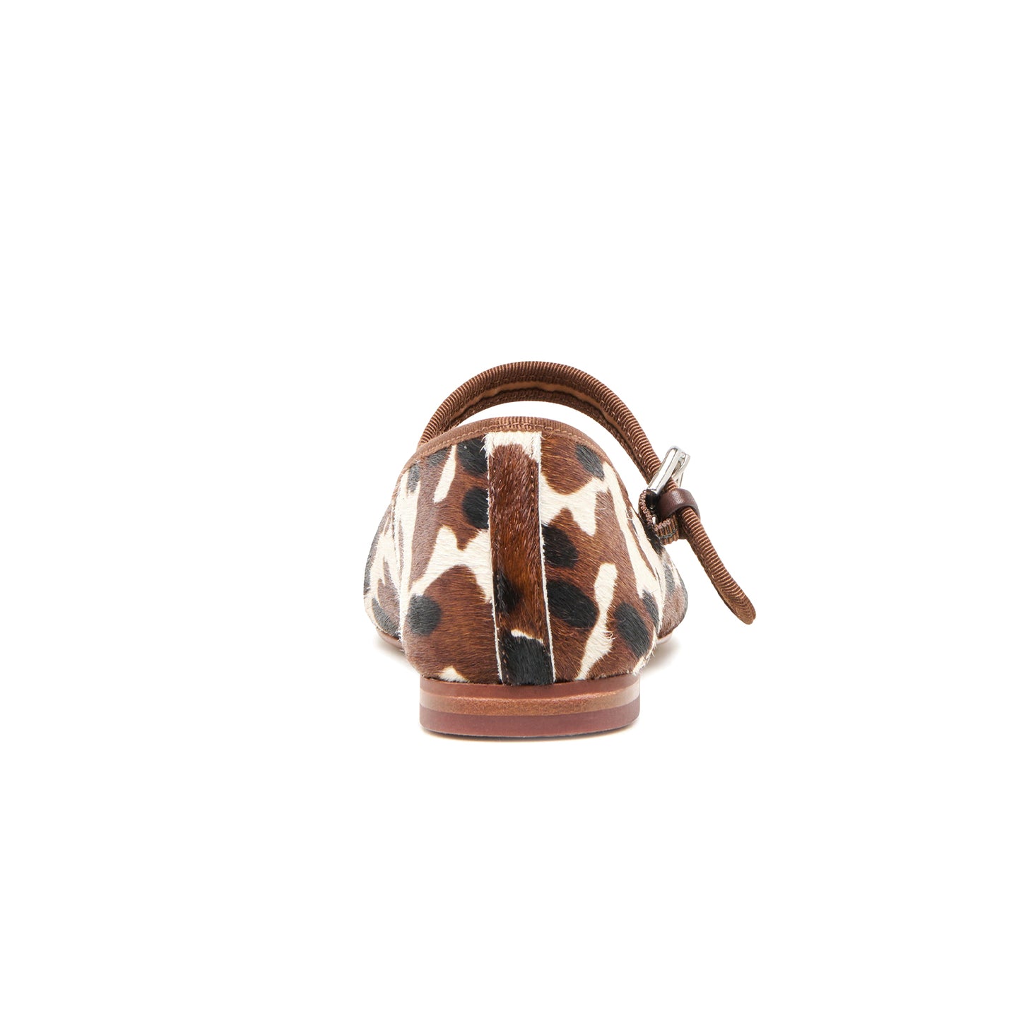 Cow Print Pony Hair Vegan Leather Round-Toe Bridge Strap Ballet Flats