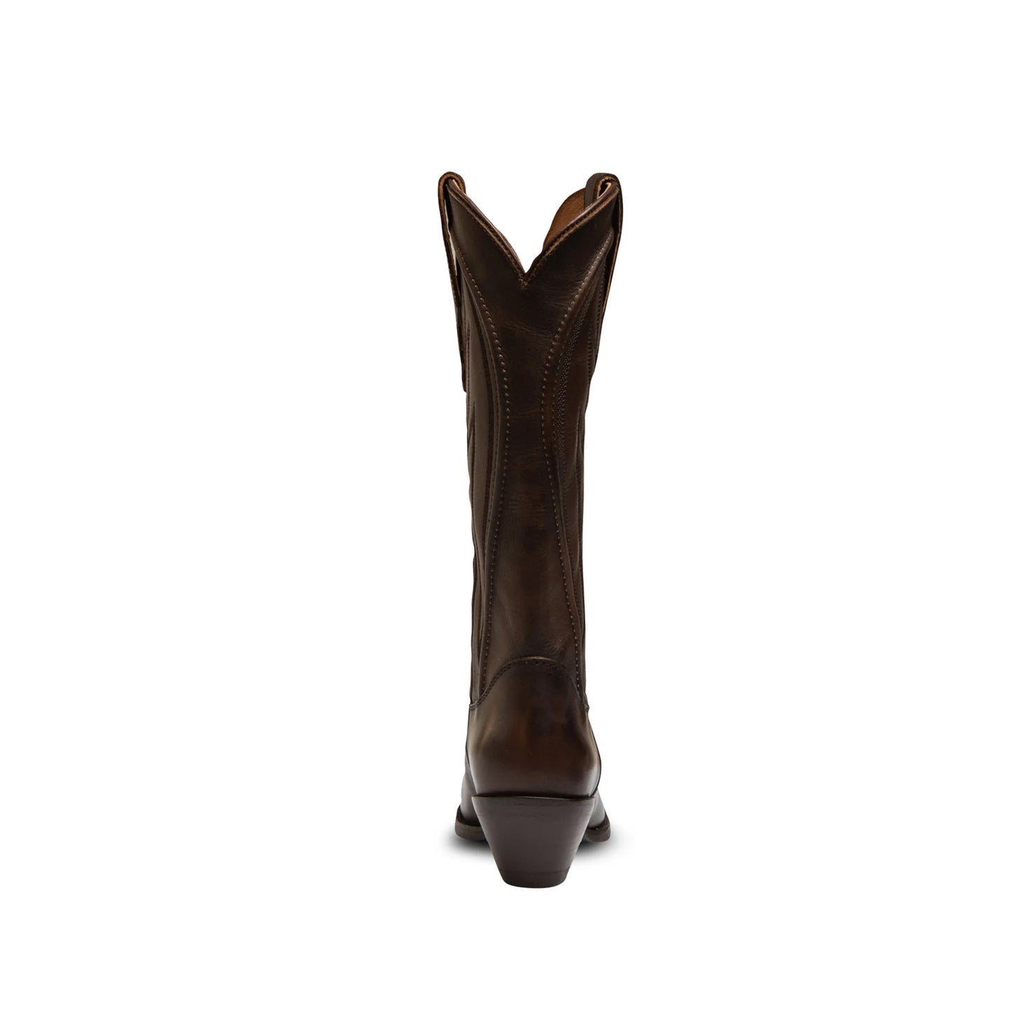 Dark Honey Almond-Toe Mid Calf Simple Embroidery Cowgirl Boots