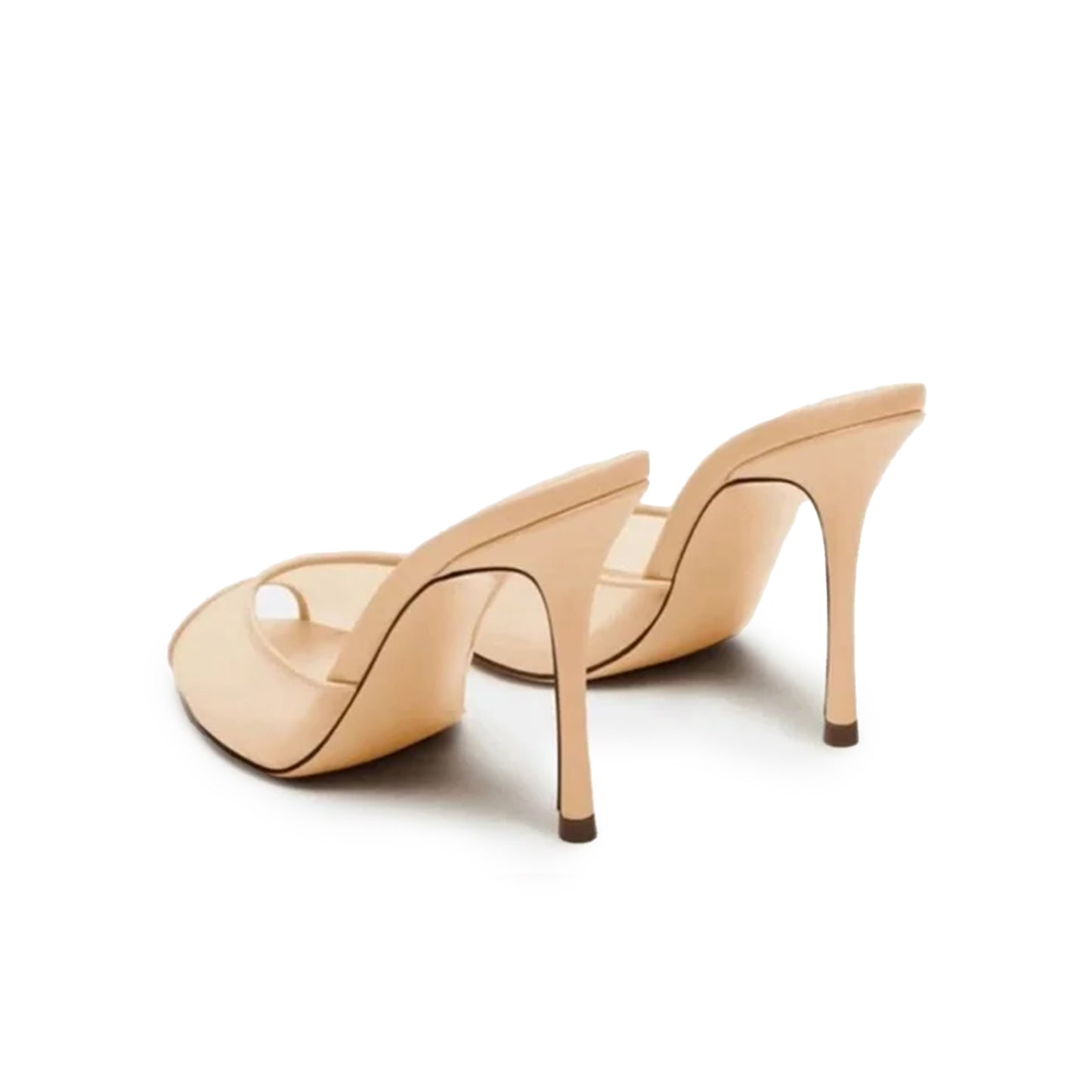 Cream Mesh Round-Toe Classic Slip-On High Heels