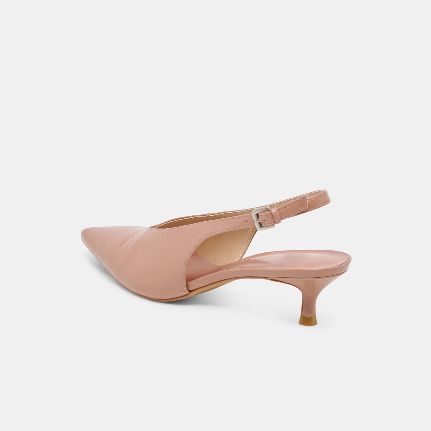 Nude Classic Pointed-Toe Slip-On Slingback Kitten Heels
