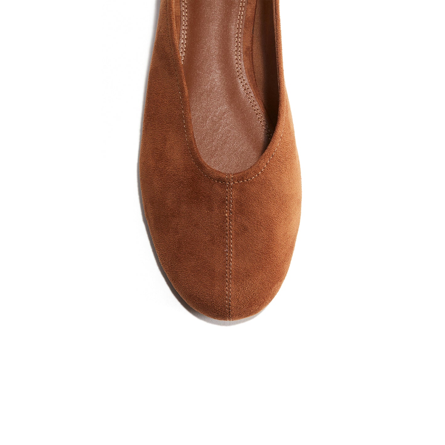 Brown Faux Suede Round-Toe Ballet Chic Flats