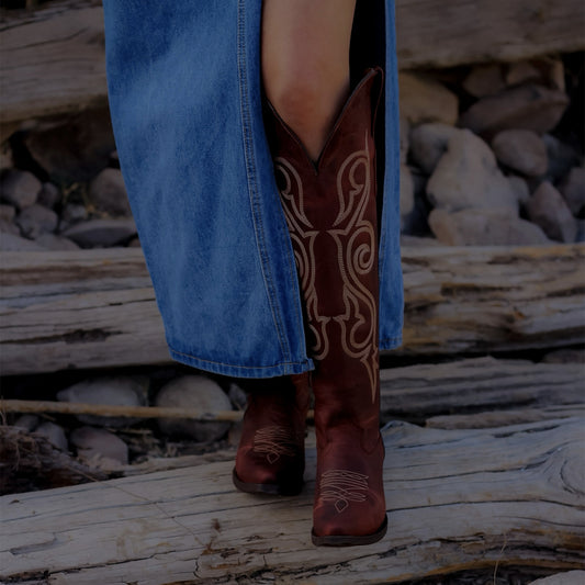 Brandy Snip-Toe Classic Embroidery Wide Calf Knee High Tall Cowgirl Boots