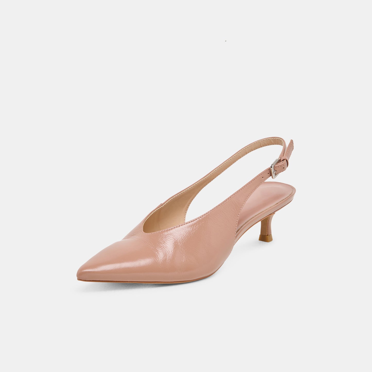 Nude Classic Pointed-Toe Slip-On Slingback Kitten Heels