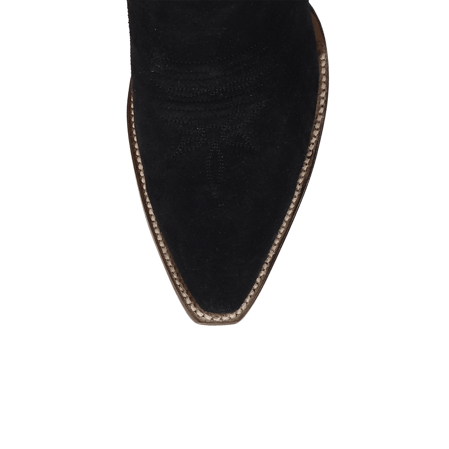 Black Contrast Vegan Leather And Faux Suede Snip-Toe Slouch Chic Mid Calf Cowgirl Boots