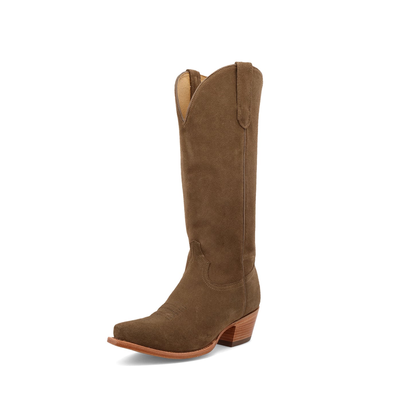 Brown Faux Suede Snip-Toe Classic Simple Mid Calf Cowgirl Boots
