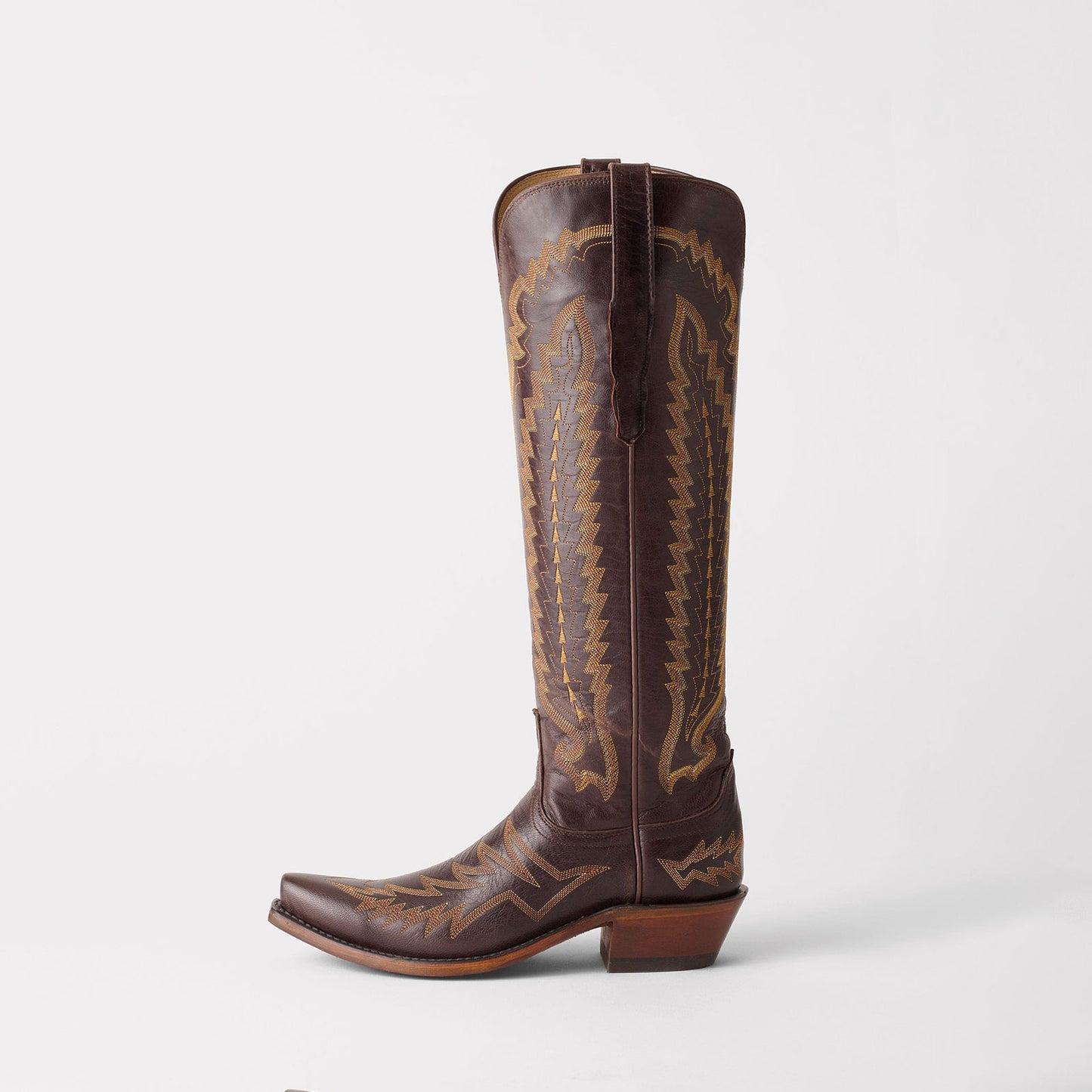 Brown Snip-Toe Western Embroidery Wide Calf Chic Knee High Cowgirl Boots