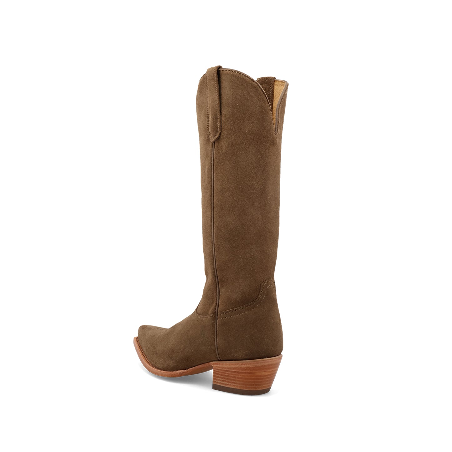 Brown Faux Suede Snip-Toe Classic Simple Mid Calf Cowgirl Boots