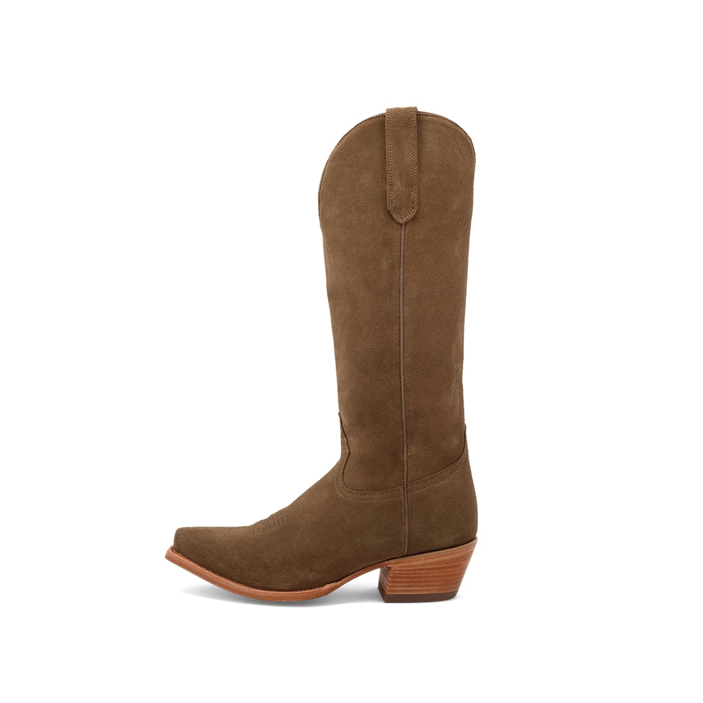 Brown Faux Suede Snip-Toe Classic Simple Mid Calf Cowgirl Boots
