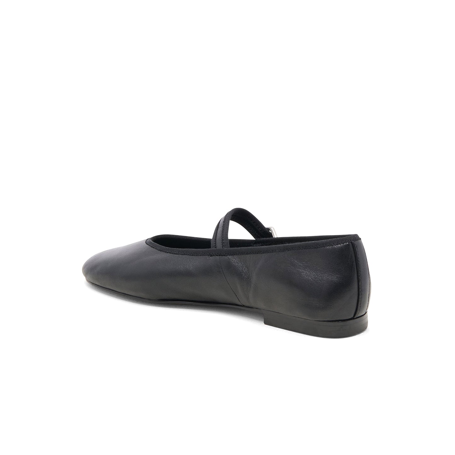 Black Vegan Leather Round-Toe Bridge Strap Ballet Flats