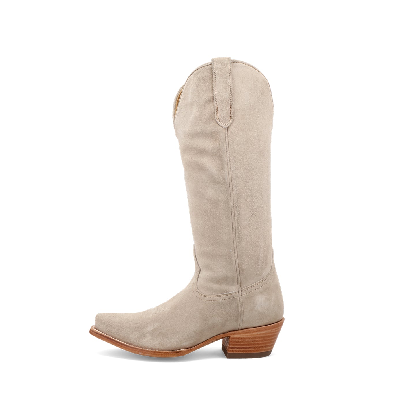 Taupe Faux Suede Snip-Toe Classic Simple Mid Calf Cowgirl Boots