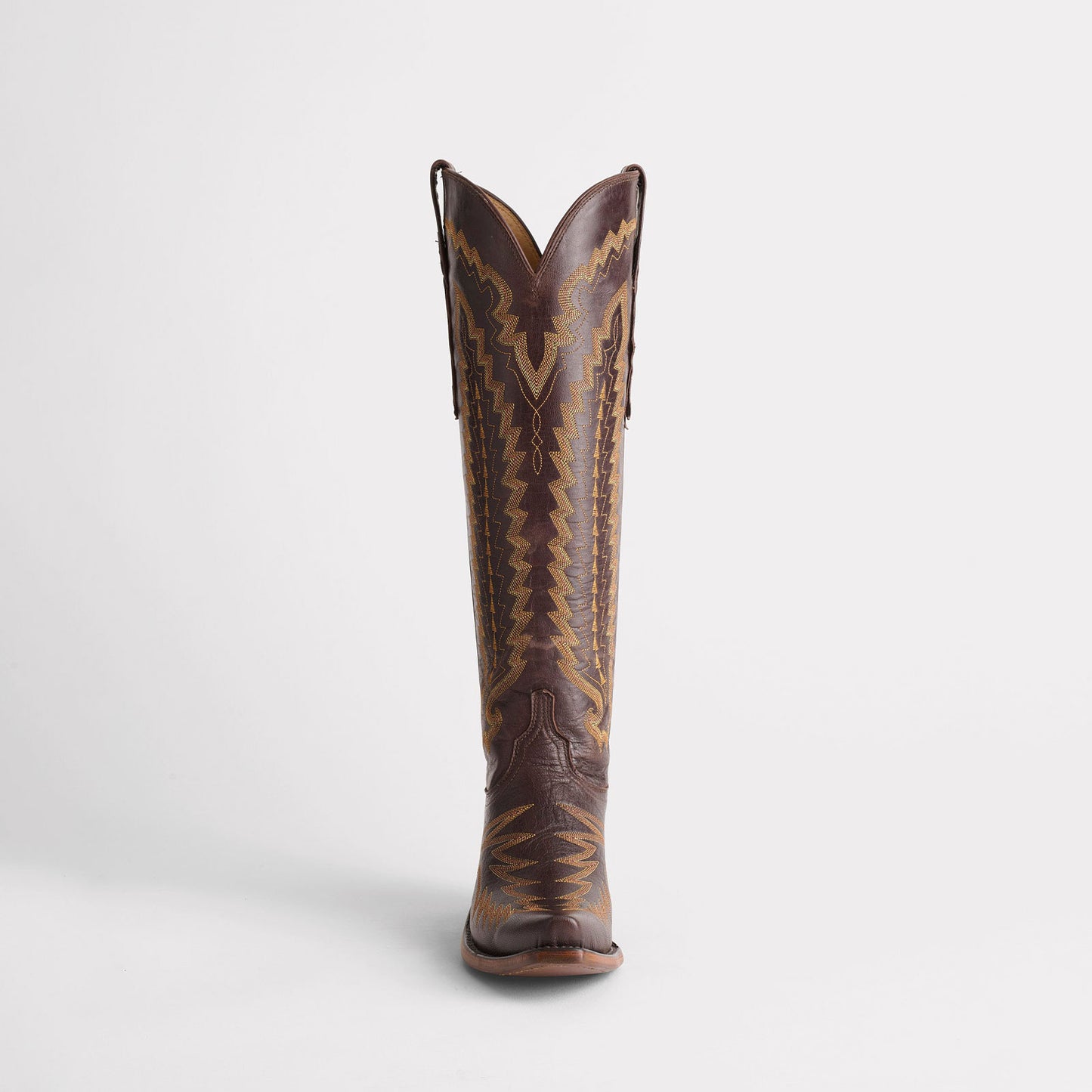 Brown Snip-Toe Western Embroidery Wide Calf Chic Knee High Cowgirl Boots
