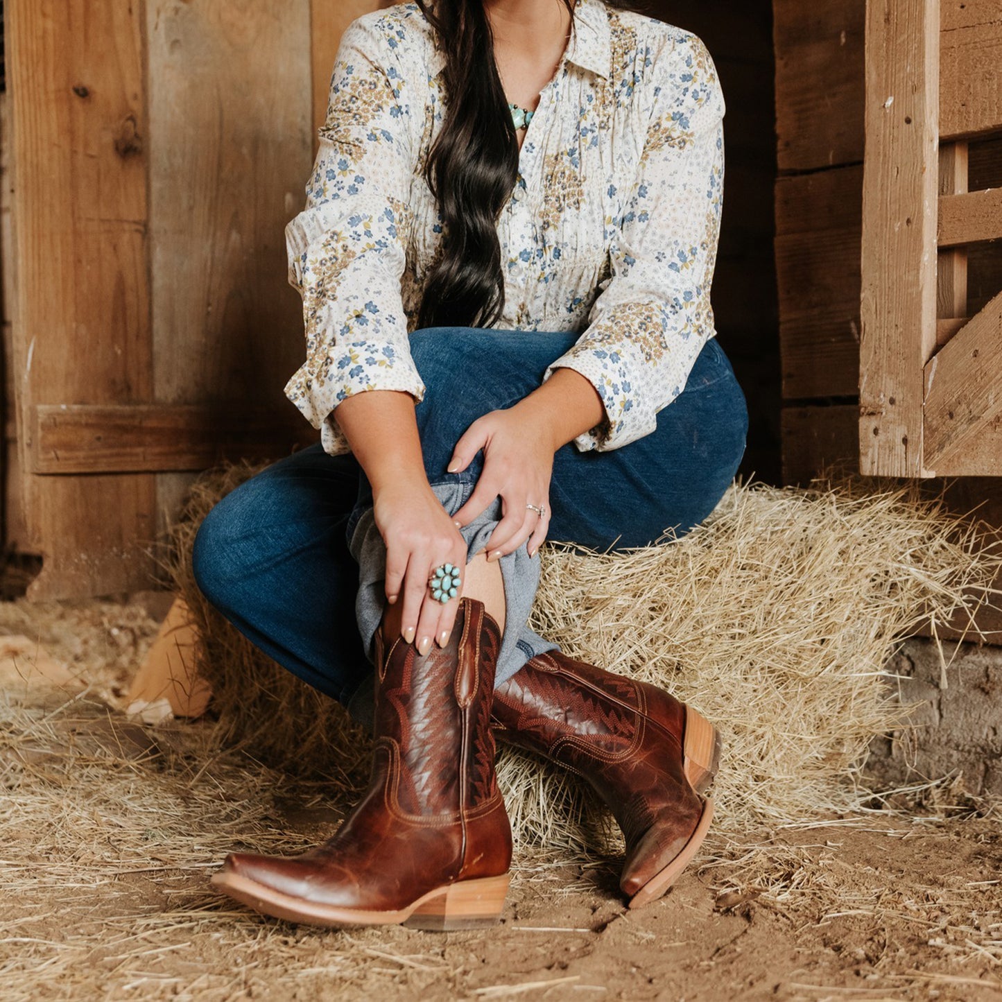 Chestnut Snip-Toe Classic Simple Ankle Cowgirl Boots