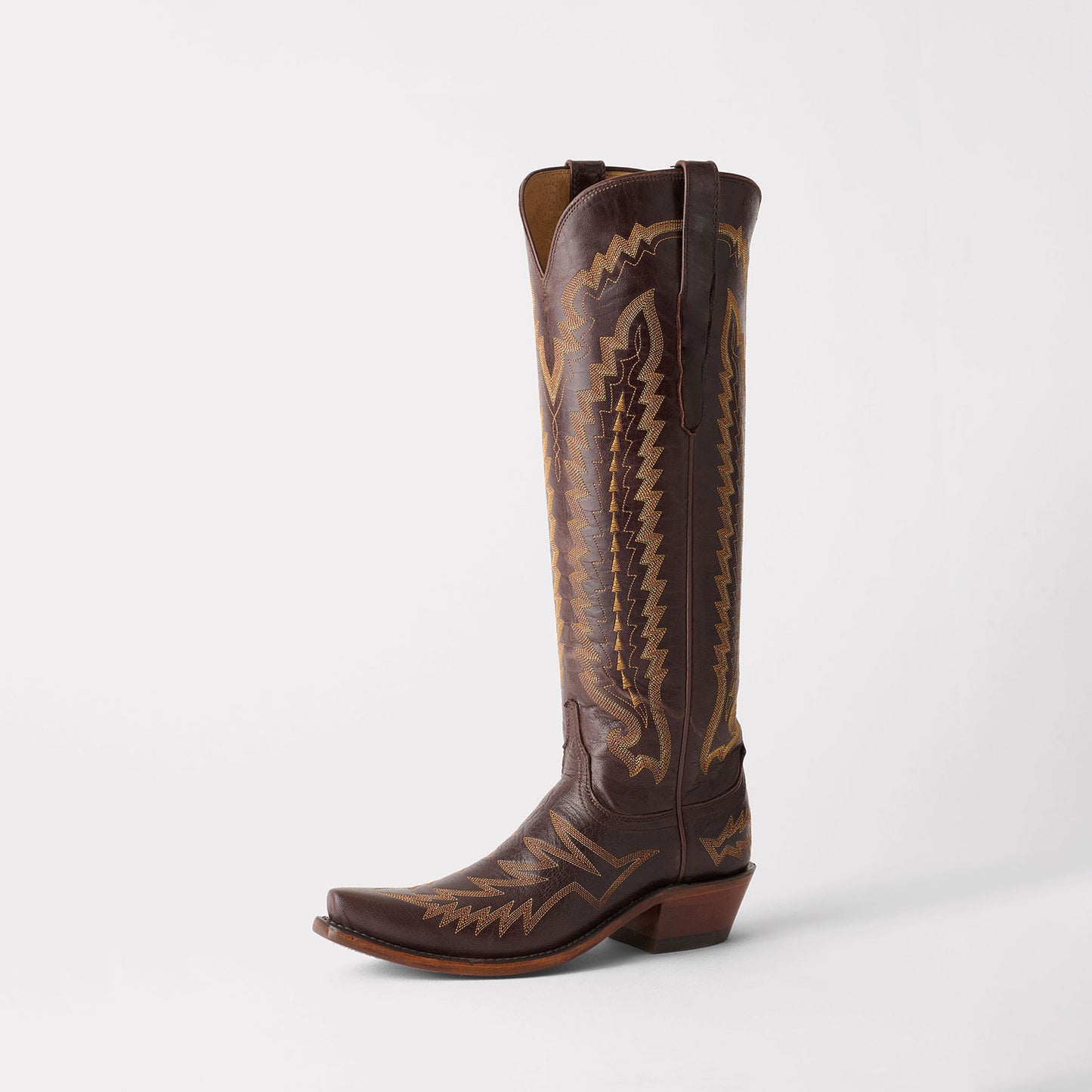 Brown Snip-Toe Western Embroidery Wide Calf Chic Knee High Cowgirl Boots
