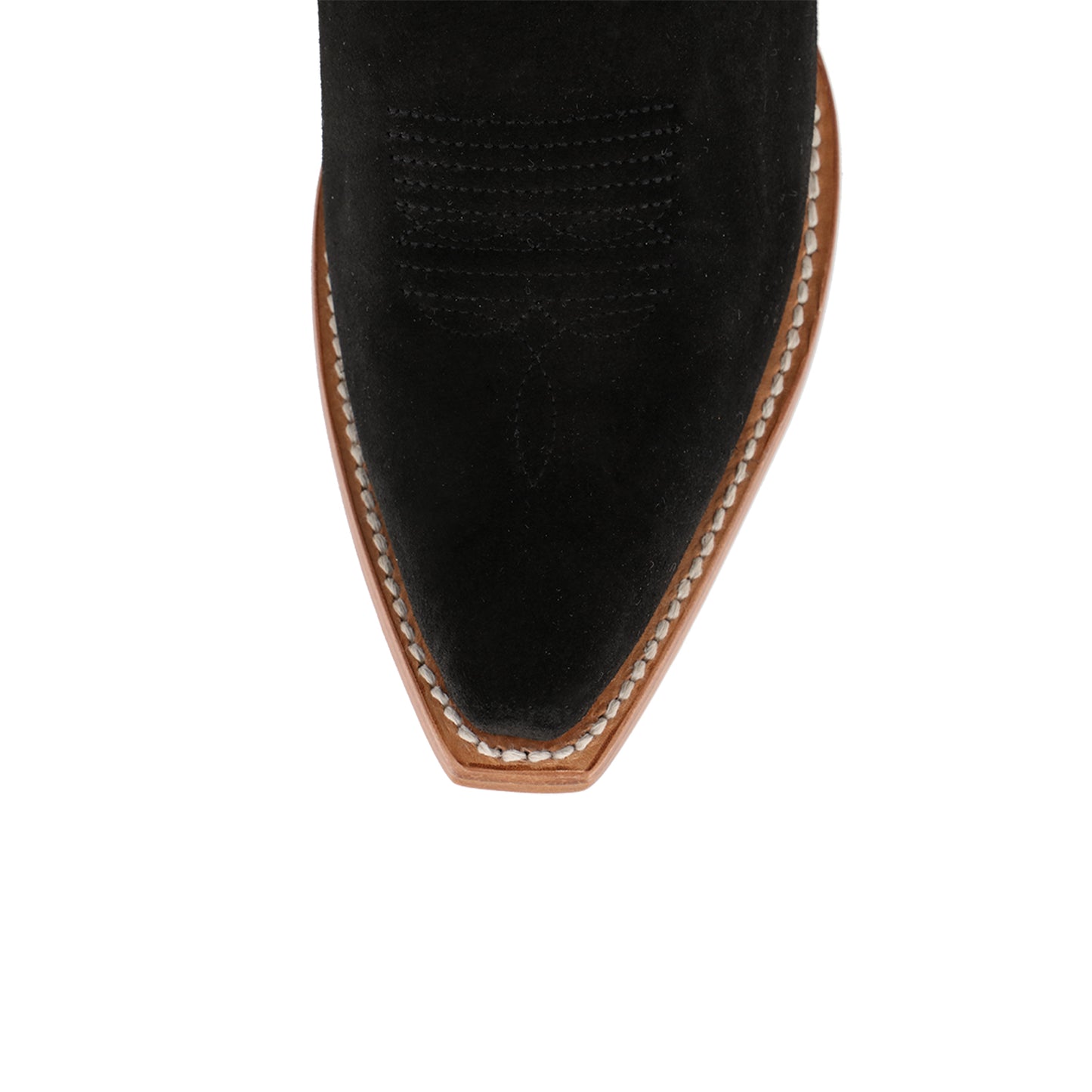 Black Faux Suede Snip-Toe Classic Simple Mid Calf Cowgirl Boots