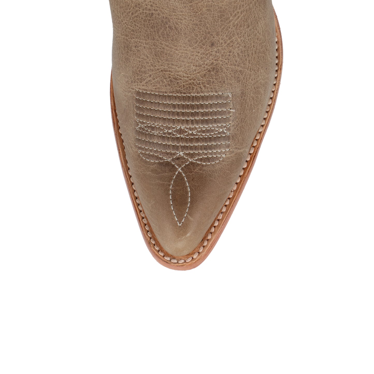Taupe Snip-Toe Classic Embroidery Simple Mid Calf Cowgirl Boots