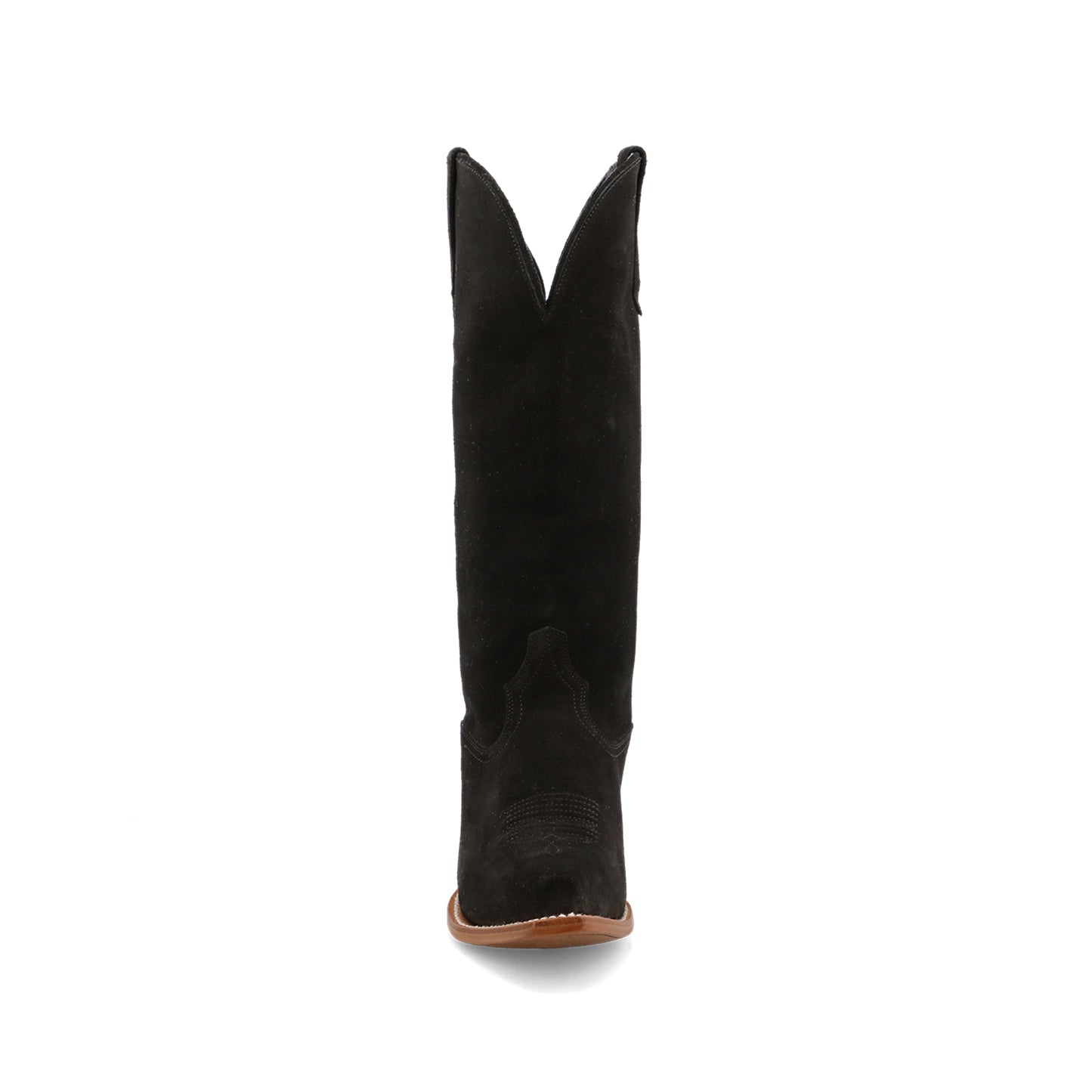 Black Faux Suede Snip-Toe Classic Simple Mid Calf Cowgirl Boots
