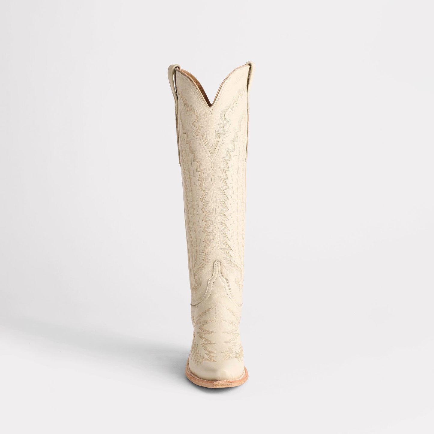 Cream Snip-Toe Western Embroidery Wide Calf Knee High Cowgirl Boots