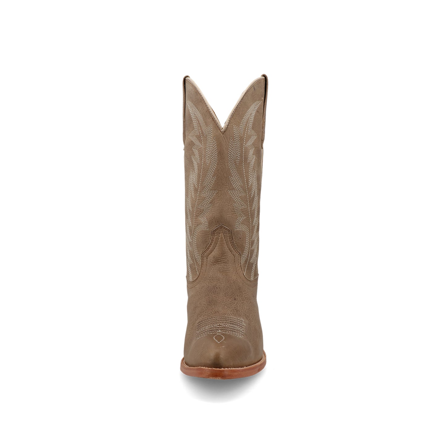 Taupe Snip-Toe Classic Embroidery Simple Mid Calf Cowgirl Boots