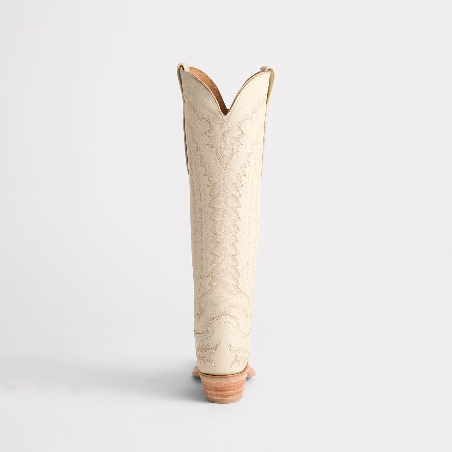 Cream Snip-Toe Western Embroidery Wide Calf Knee High Cowgirl Boots