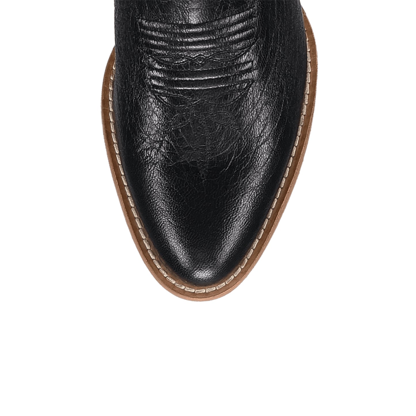 Black Round-Toe Grace Embroidery Full-Zip Ankle Cowgirl Boots