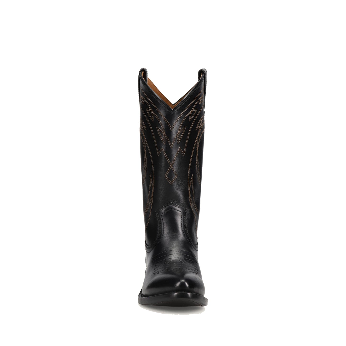 Black Almond-Toe Chic Embroidery Western Mid Calf Cowgirl Boots