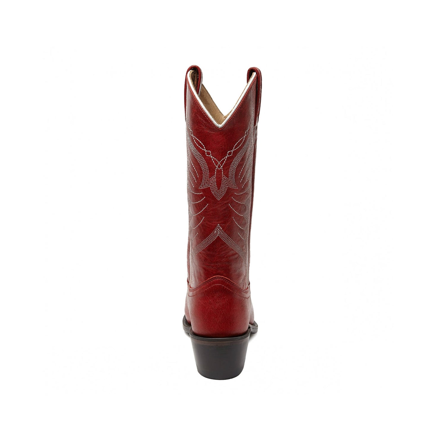 Red Almond-Toe Western Embroidery Classic Mid Calf Cowgirl Boots